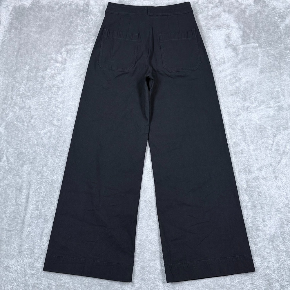 Maeve The Ettie High-Rise Crop Wide Leg Pants Women 26 Black Linen Anthropologie - Picture 2 of 8